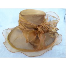 Fancy Lady&apos;s Hat  Gold  5" Brim  for Church  Weddings  Garden & Derby Parties  eb-97835367